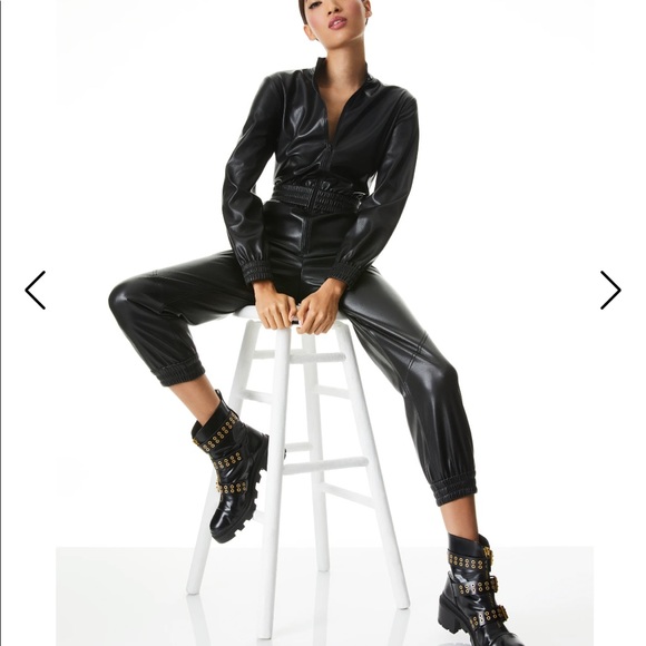 Alice and Olivia Levi vegan leather jumpsuit 10 - Picture 2 of 10